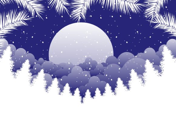 Christmas Beautifull Night in Snow Illustrations