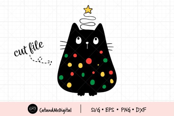 Christmas Black Cat with Light Illustration Review