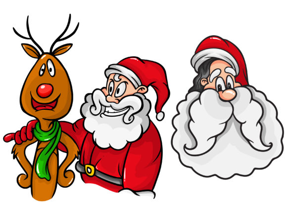 Christmas Bundle Santa Reindeer Illustrations for Local Branding