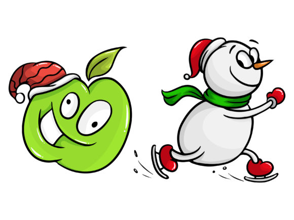 Christmas Bundle Skiing Snowman Illustrations