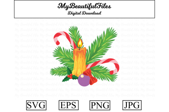 Christmas Candle Clipart Illustration for Digital Sellers