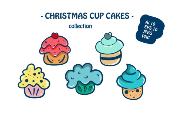 Christmas Cupcakes Icon Pack Cute for Website and Editorial Design