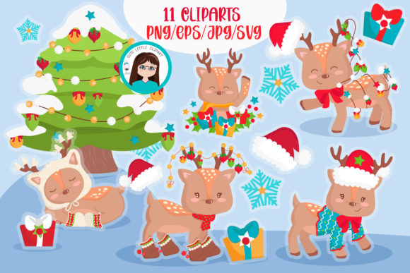 Christmas Deer Cliparts Review for Embroidery Projects