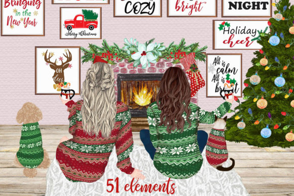 Christmas Girls Clipart Mug Design