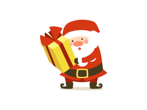 Christmas Illustration Santa Holding Box Review