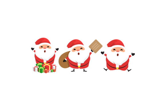 Christmas Illustrations Santa Set Vector