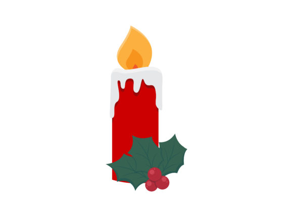 Christmas Red Candle Illustration