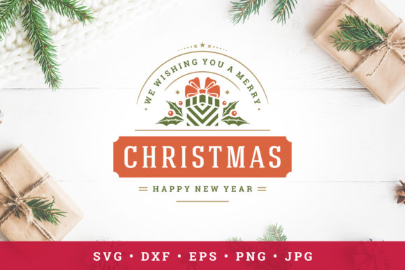 Christmas Saying Design with Gift Illustrations