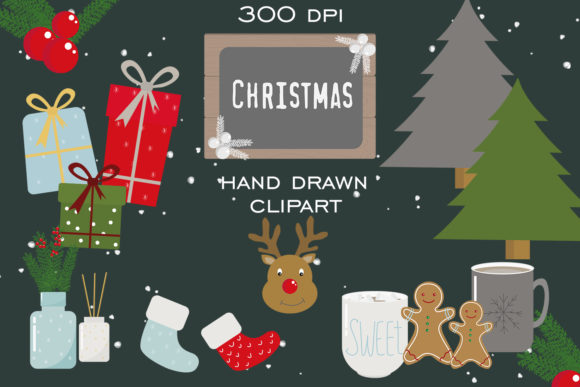 Christmas Set, Hygge Clipart for Illustrations
