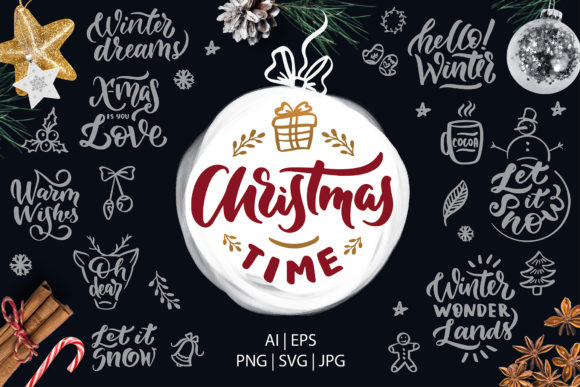 Christmas Time Lettering Pack Illustrations