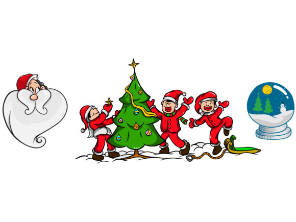Christmas Triple Bundle Santa Tree Illustrations