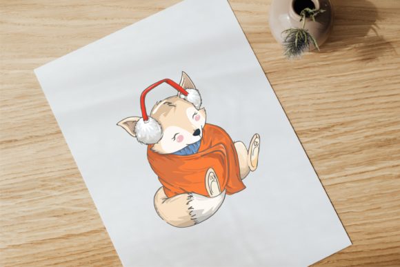 Christmas Winter Snow with Cute Fox Illustrations