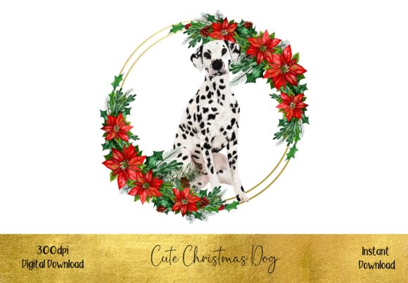 Cute Christmas Dalmation Dog Illustration