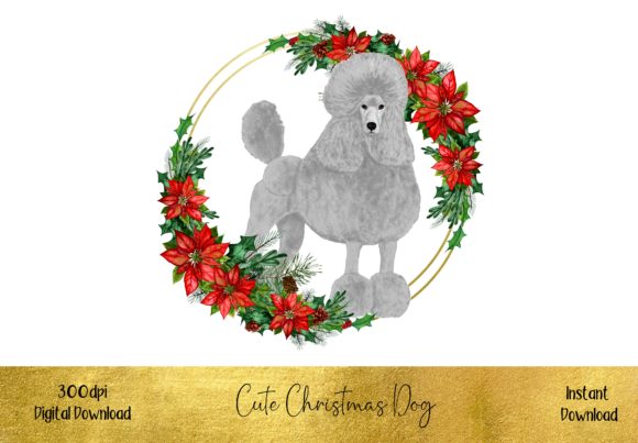 Cute Christmas Poodle Illustration for Crafting