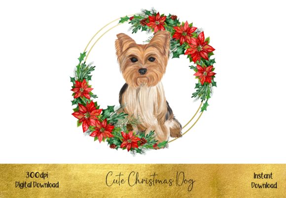 Cute Christmas Yorkshire Terrier Illustration Review