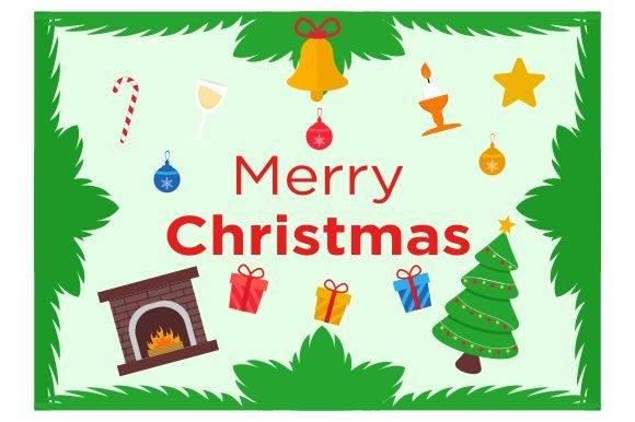 Flat Design of Merry Christmas Illustrations