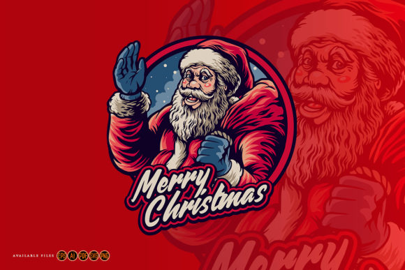 Santa Claus Merry Christmas with Bag Illustrations