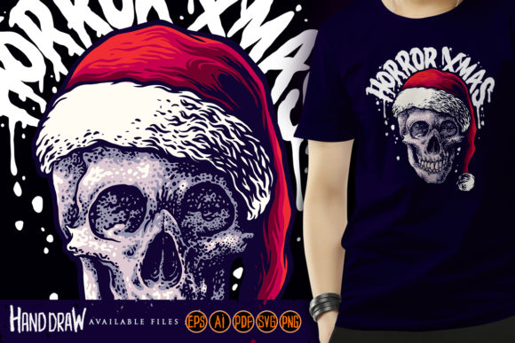 Santa Skull Christmas Horror Illustrations