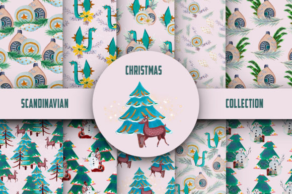 Watercolor Scandi Christmas Collection Illustrations